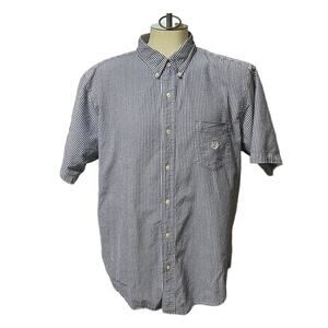 Chaps Seersucker Striped Blue/White S/S Button Down Men's Shirts Size XXL